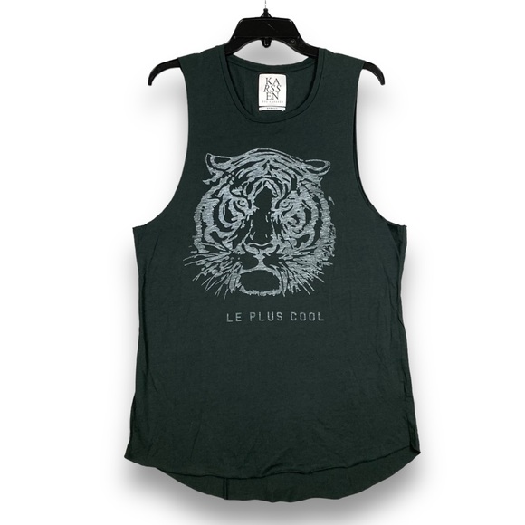 Revolve Tank‎ Top Zoe Karssen Le Plus Cool Black Tiger Tank Size XS Cotton Modal - Picture 2 of 11